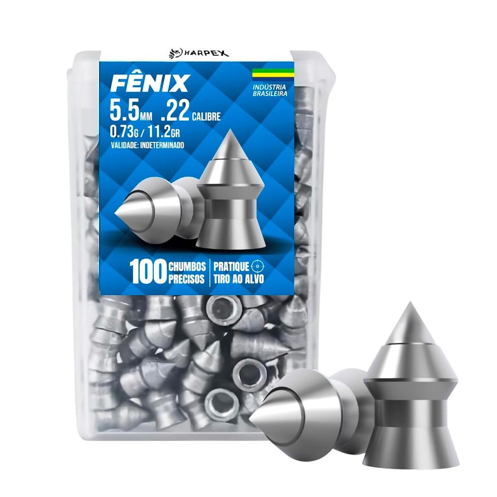 Chumbinho Fênix 5.5mm 100 Unidades - Harpex - Sports & Outdoors