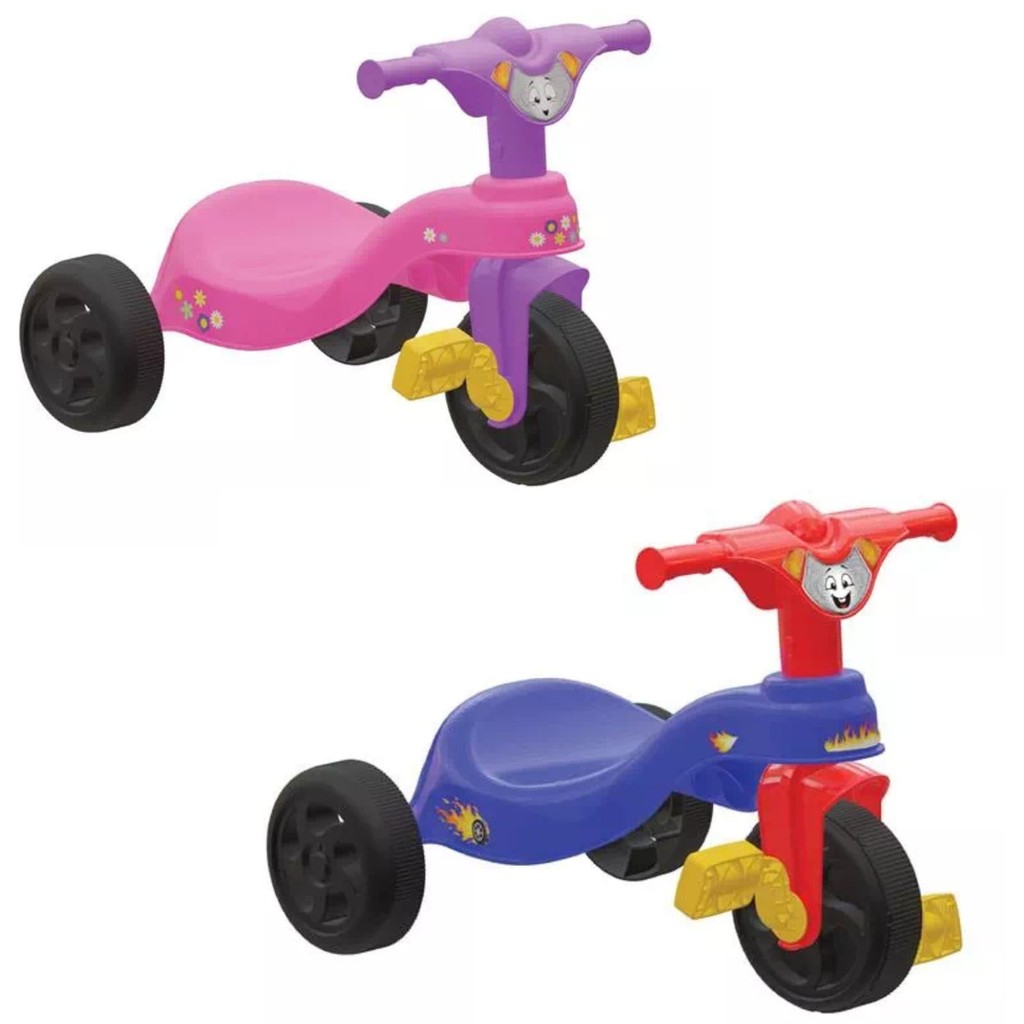 Velotrol Triciclo Menino Menina Motoca Infantil Fast Azul Ou Rosa Com Pedal Pais e Filhos