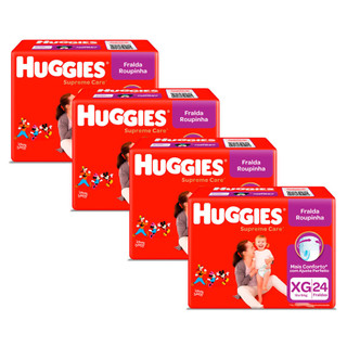 Kit 4 Fralda Roupinha Huggies Supreme Care Tamanho XG Pacote Mega 24 Fraldas Descartáveis cada em Oferta na Shopee