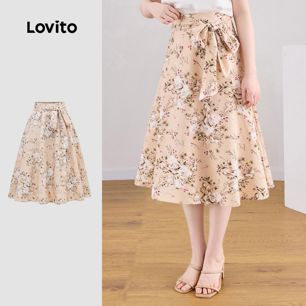 Lovito Saias elegantes com cordões florais para mulheres L123ED031 - Women Clothes