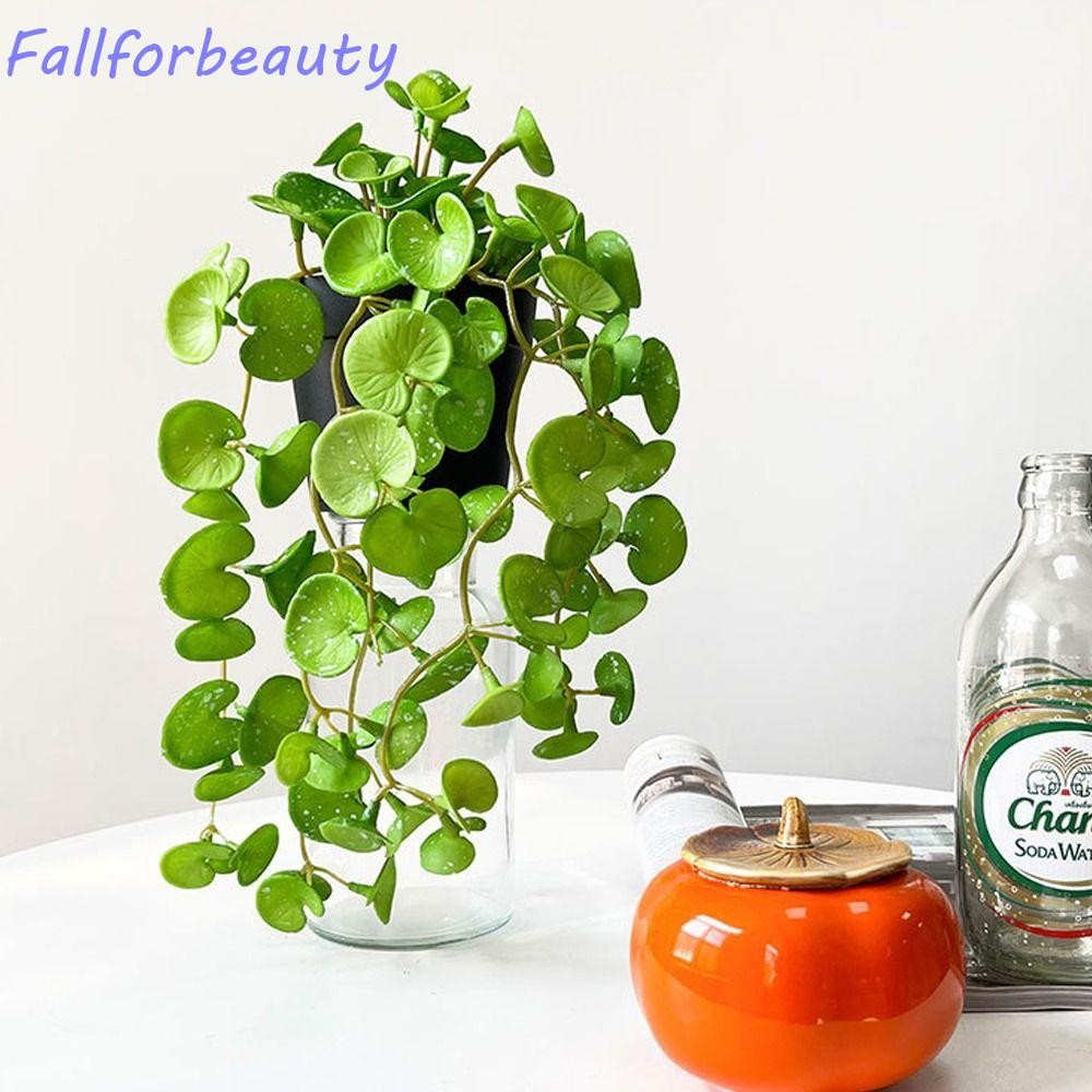 FALLFORBEAUTY1 Plantas De Grama De Moeda De Cobre Artificial , Folhas De Folha De Hera Falsas Feitas À Mão Macias , Susp