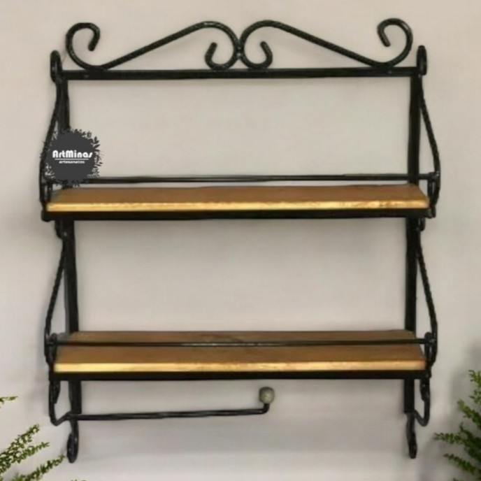 Prateleira porta condimentos com 2 andares porta temperos + suporte para papel toalha em Oferta na Shopee