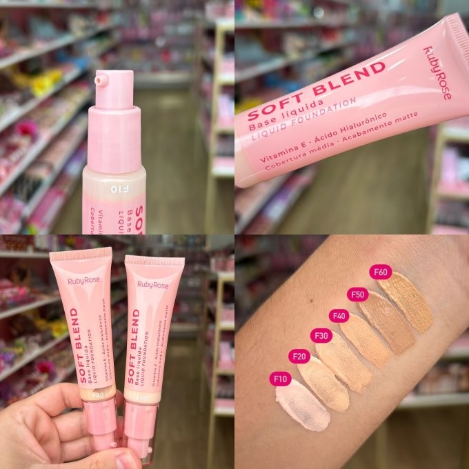 Base Ruby Rose Soft Blend Matte Acabamento Impecável Controla Brilho Toque Aveludado Pump Lançamento Base Queridinha