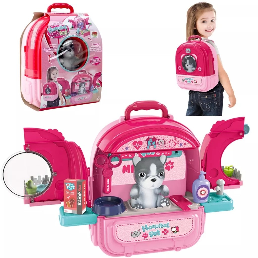 Brinquedo De Faz De Conta Mochila Hospital Pet Dog Infantil - Dm Toys em Oferta na Shopee
