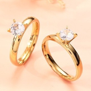 1 Anel Solitário de namoro  feminino banhado ouro prata | Anel solitario | Anel strass | Anel noivado