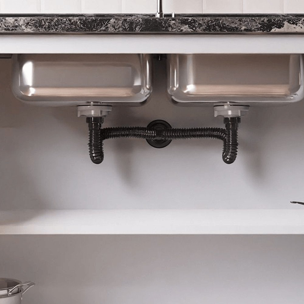 Sifão Duplo Parede Preto Flexível Universal - BLUKIT - Home & Living