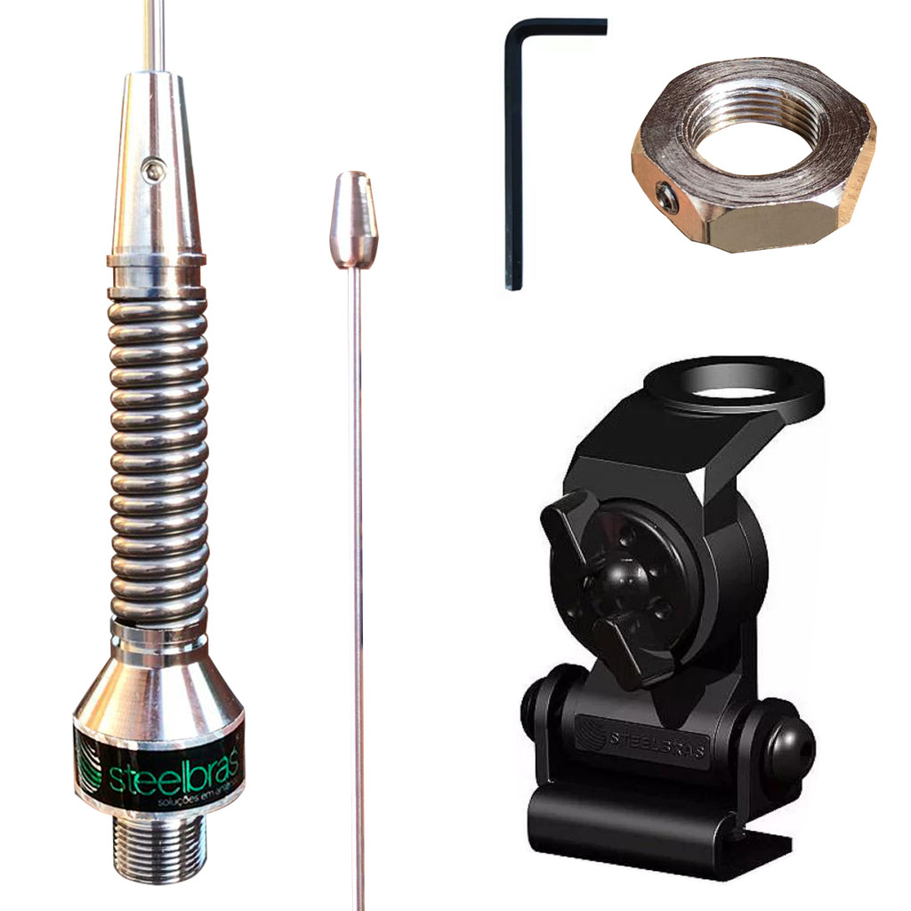 Antena Enfeite Cromada Mola Na Base 1,32m Porta Malas Capô