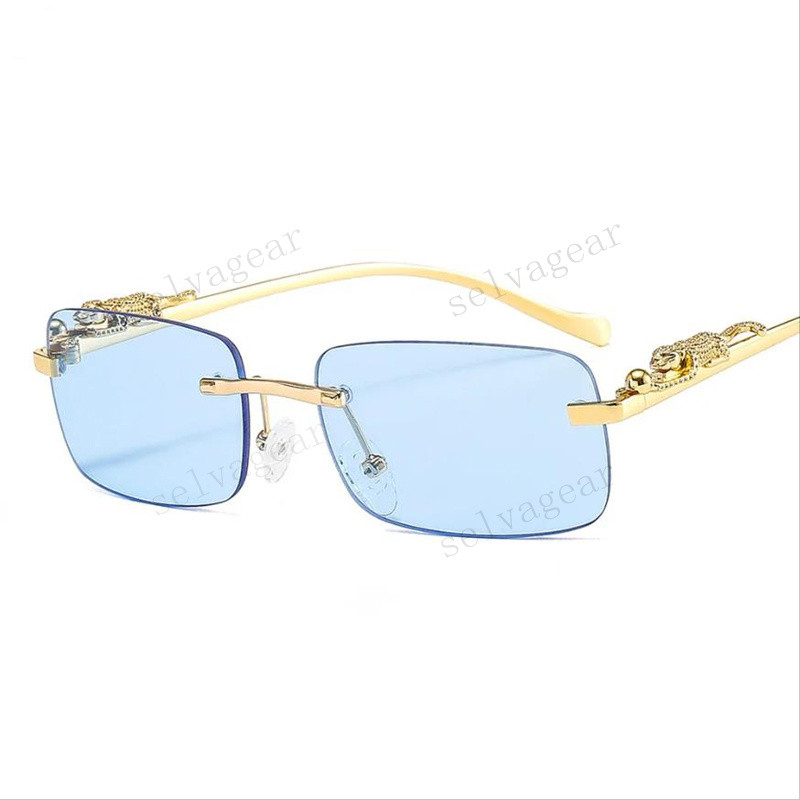 Óculos Solar Retrô - Quadrado Sem Moldura UV400 Unissex, Armação Pequena com Corte de Designer