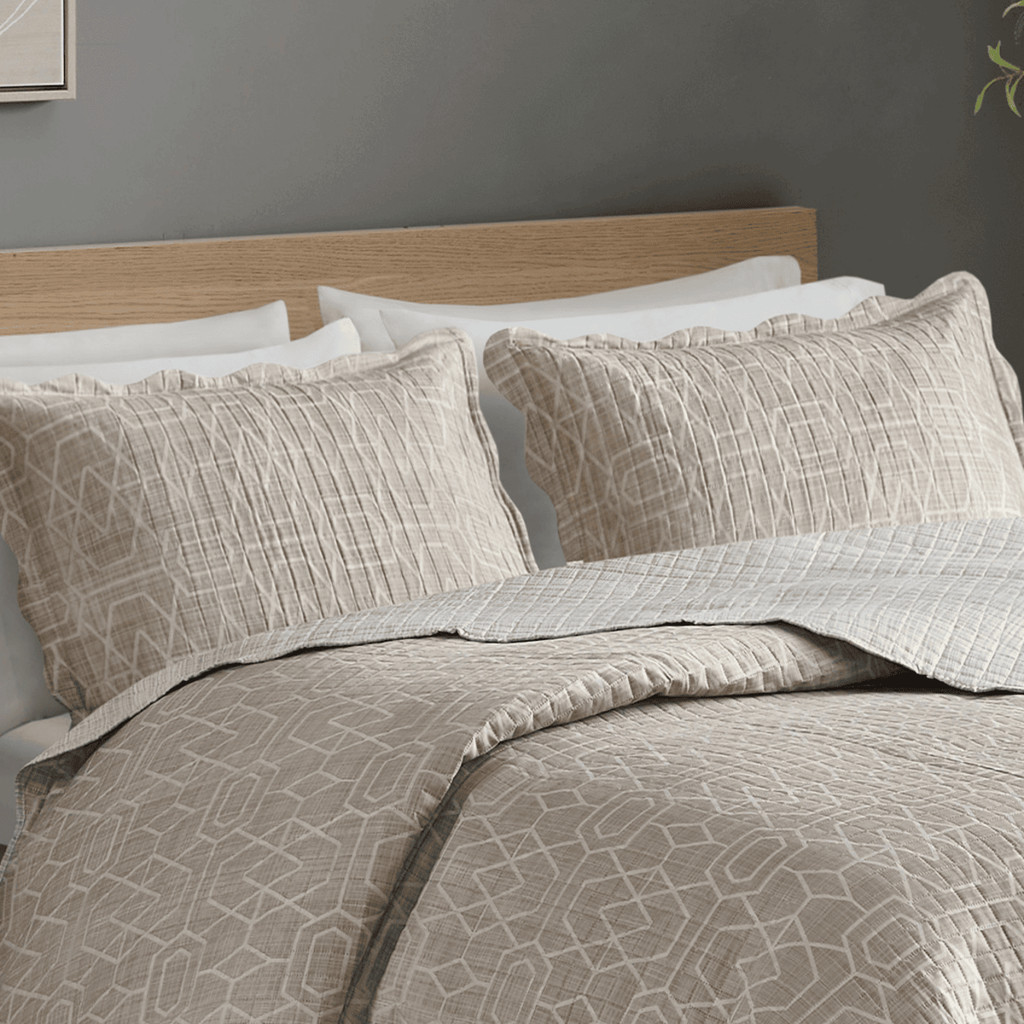 Cobre Leito Colcha Casal Padrão 3 Pçs Dupla Face Estampado Jogo De Cama Com Porta Travesse...