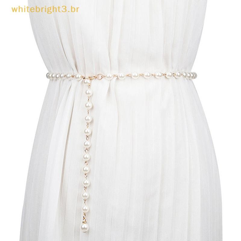 W-Beauty Feminino Moda Cintos De Luxo Designer Cinto Pérola Cintura Branca Corrente All-match Pingente Para Mulher .