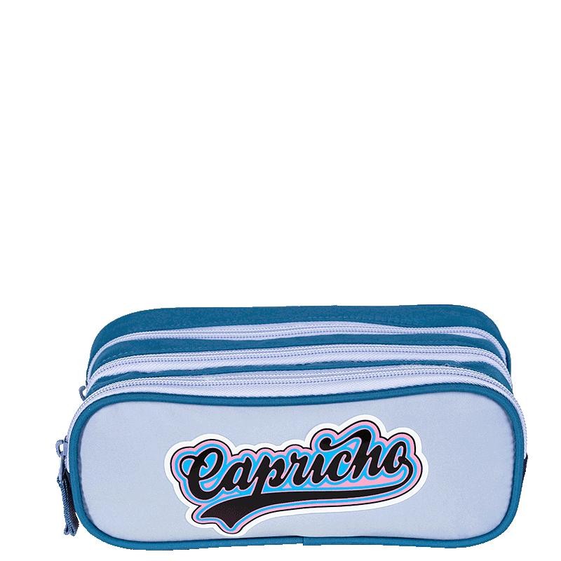 Estojo 3 Compartimentos Capricho Class Cosmic Patches - Azul em Oferta na Shopee