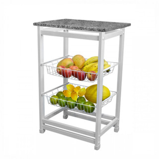 Fruteira Com Tampo De Granito e 2 Cestos Branco Utilaço em Oferta na Shopee