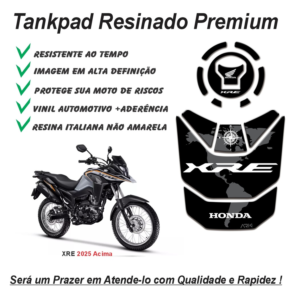 Adesivo Protetor De Tanque Tankpad E Bocal 3d Resinado Moto Honda Nova Xre 190 2025+