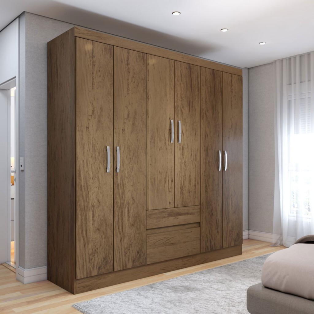 Guarda-Roupa Casal Las Vegas 6 Portas 2 Gavetas - Panorama Móveis em Oferta na Shopee