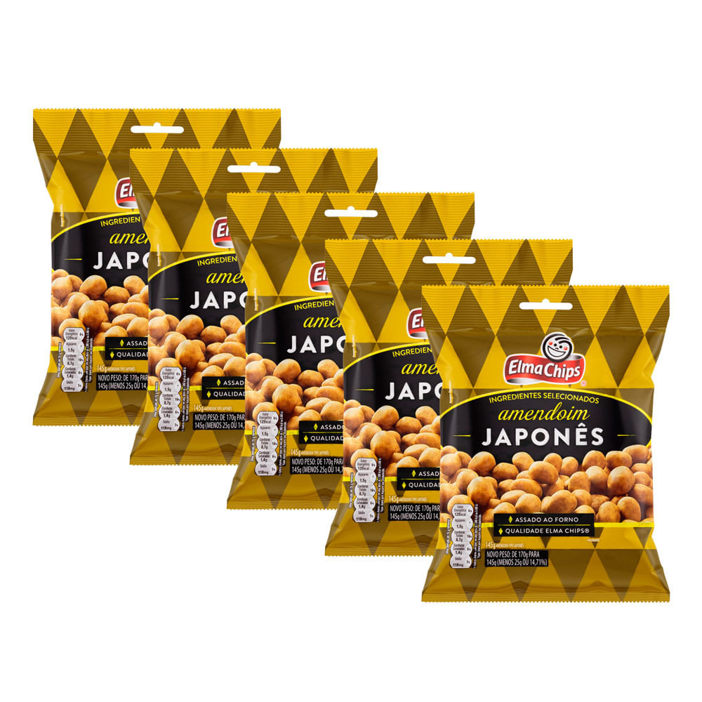 Kit 5 Amendoim Elma Chips Japonês 145g - Food & Beverages