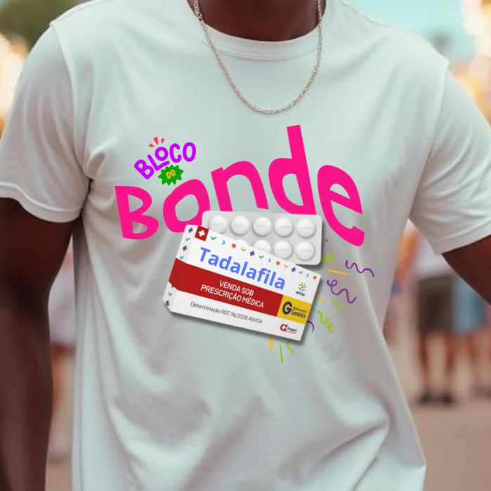 Camiseta Unissex Carnaval Bonde do Tadalafila Camisa Abada Carnaval 2025 Zoeira Entre Amigos