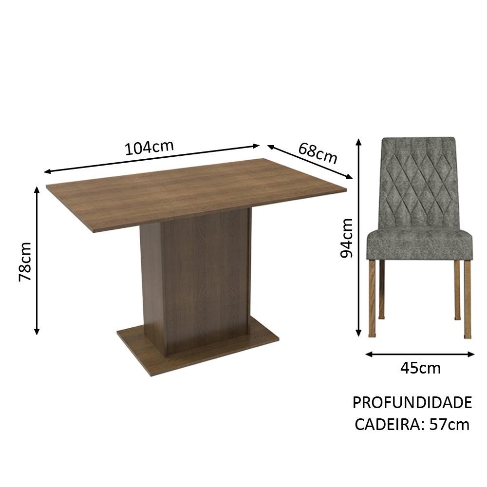 Detalhes do Conjunto Sala de Jantar Mesa Tampo de Madeira 2 Cadeiras Tainá Madesa