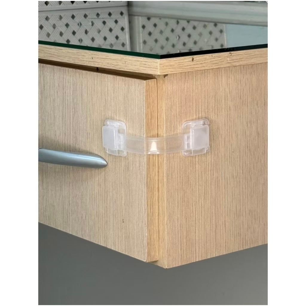 Kit 3 Trava Gaveta Armário Geladeira Porta Protetor Infantil Bebe Transparente ARE