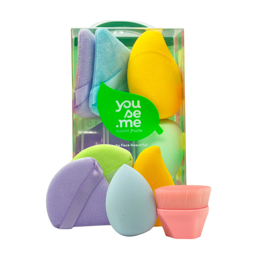 Kit Esponjinha de Maquiagem Blender Sweet Fruits Com Pincel Hexagonal Youse.me Face Beautiful em Oferta na Shopee