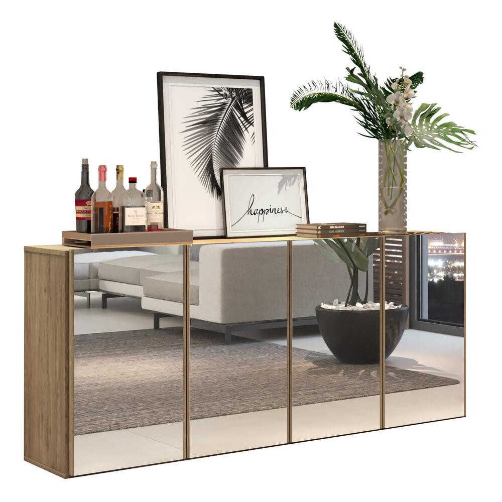 Aparador Buffet 4 Portas com Espelho Vegas Multimóveis V3558 em Oferta na Shopee