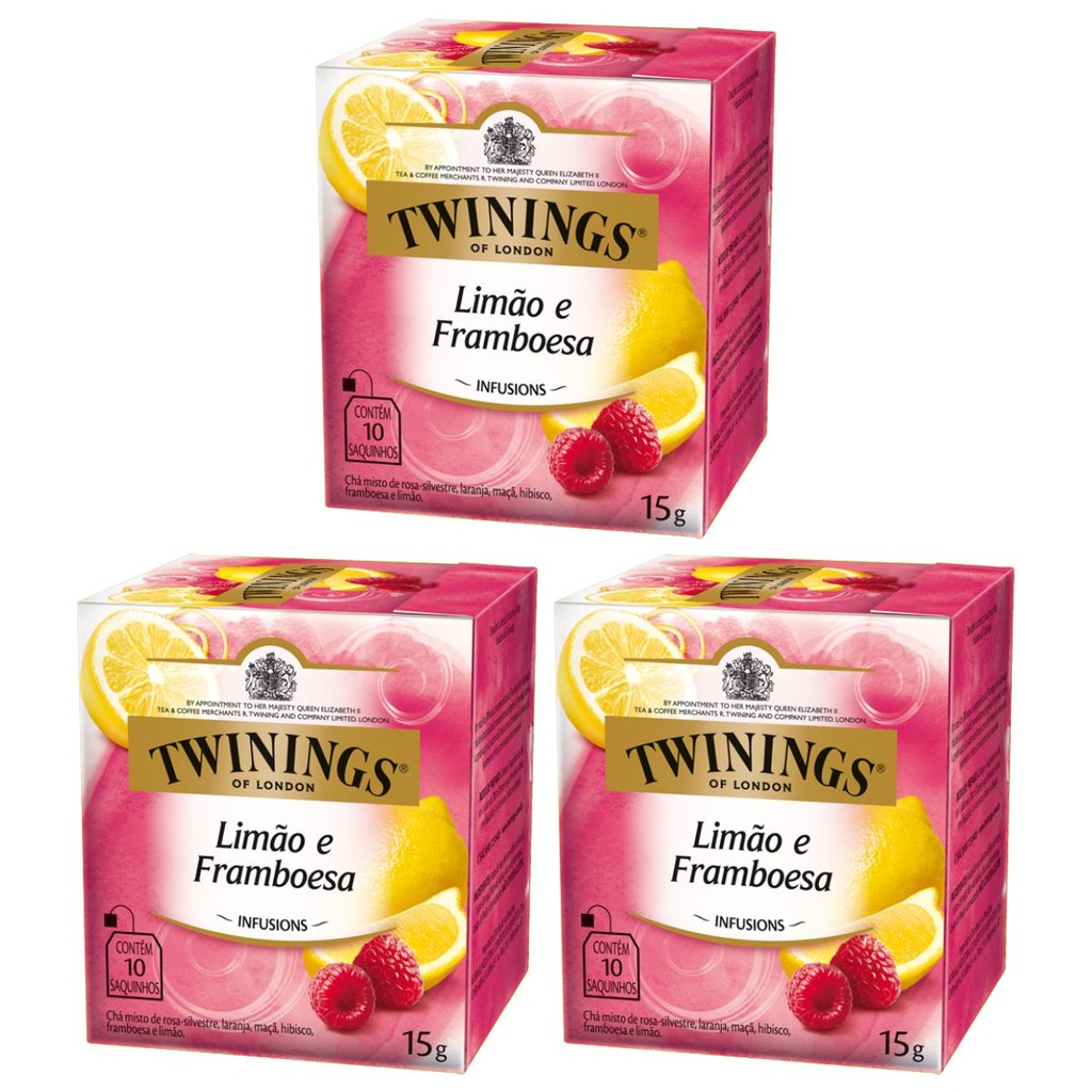 Chá Twinings Limão e Framboesa Kit 3 Caixas 10 Un 30 Sachês