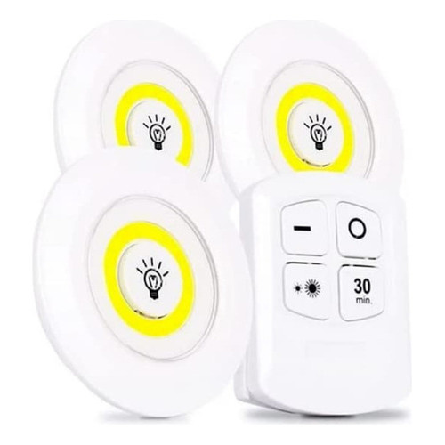 Kit 3 Lâmpada Luminária Led Spot Sem Fio Com Controle Rem