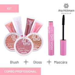Kit Gloss Supreme Glow + Blush Color Glow + Máscara de Cílios Rímel High End Ana Hickmann