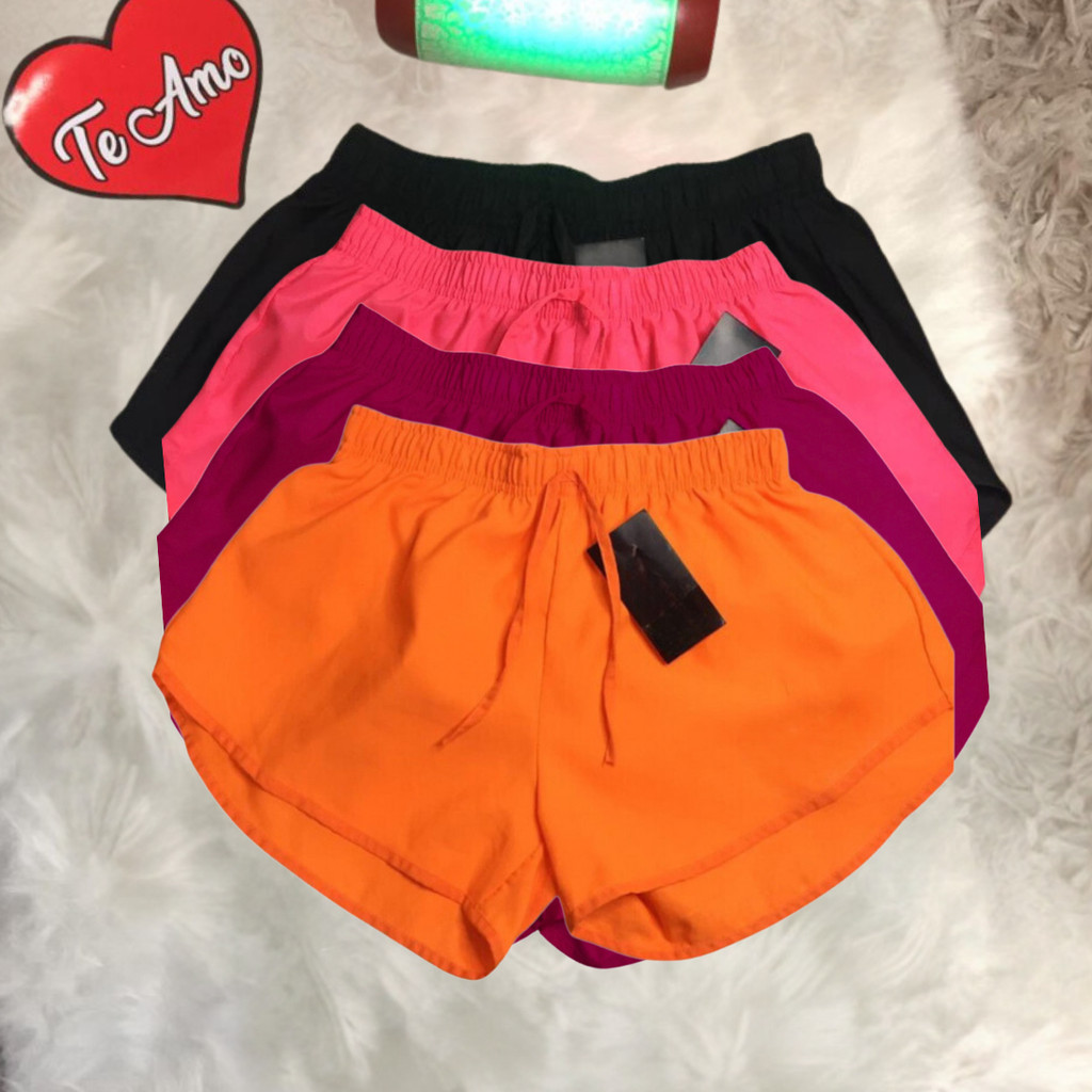 KIT 4 Short  Tactel Feminino Casual Saida De Praia Corrida Treino Shorts Academia Shortinho  Caminhada P Ao EXG Mulher