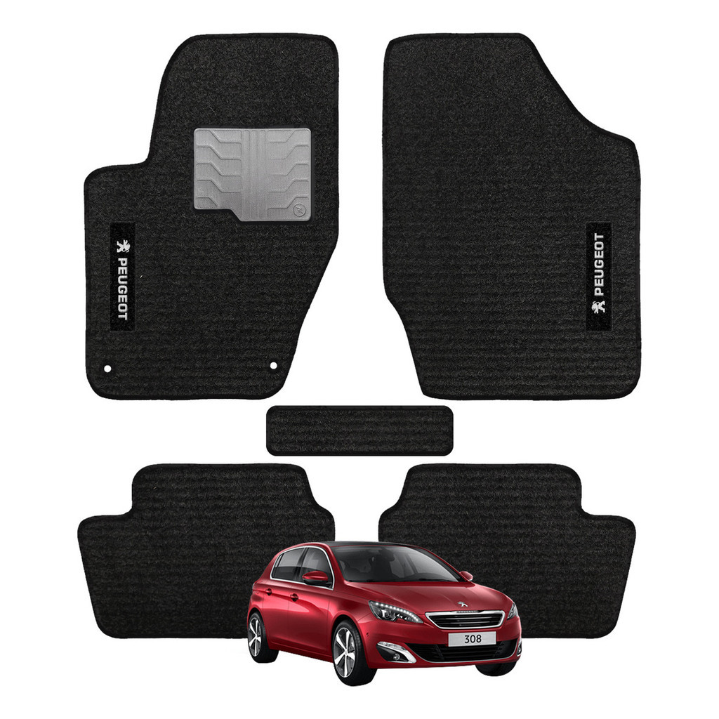 Kit de tapetes 5 peças específico 308 2012 13 ... 23 2024 Carpete Preto