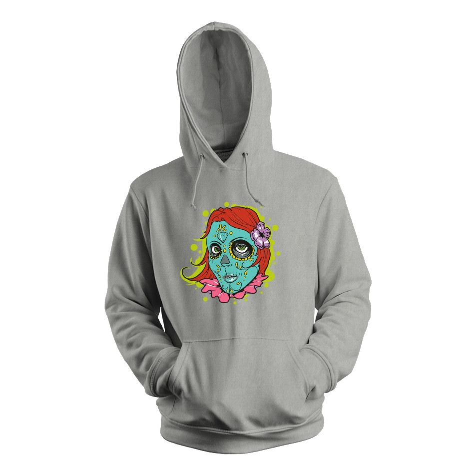 Blusa De Frio Capuz Estampa Catrina Color Moletom Flanelado