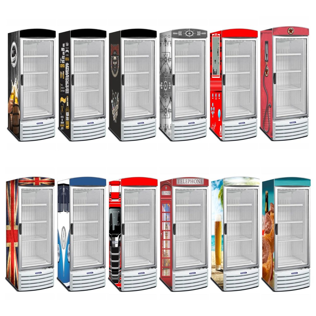 Adesivo Envelopamento Geladeira 170x60cm Expositora Bebidas Cerveja Refrigerante Churrasco
