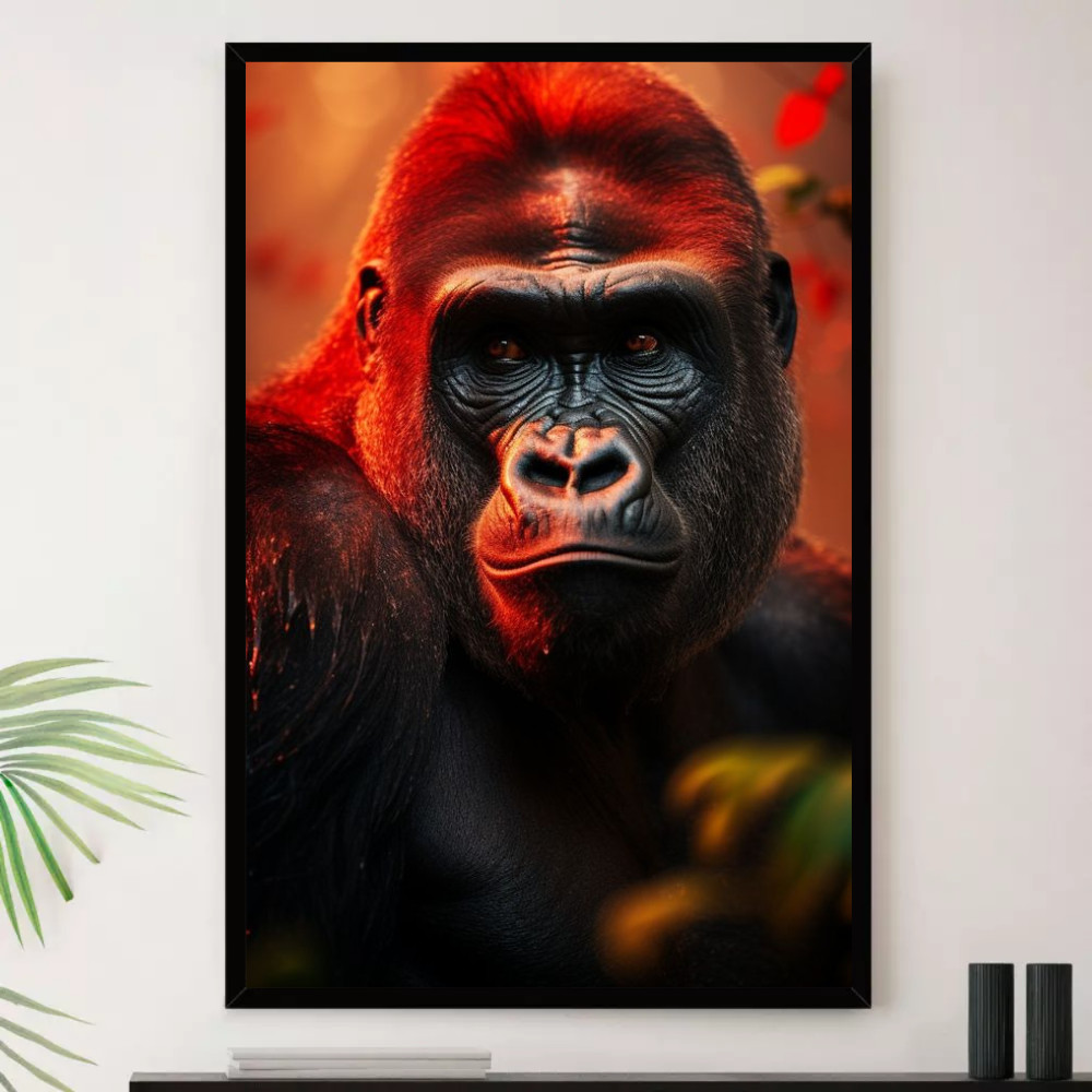 Quadro Gorila Primata Africa Selva Decorativo A3 35x45cm