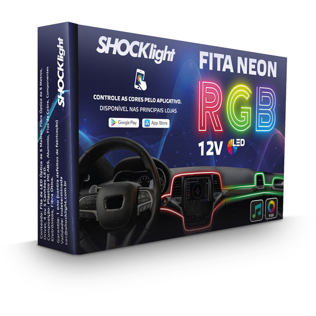 Fita Neon Led Rgb Luz Interna Painel Carro 5m 5 Canhões em Oferta na Shopee