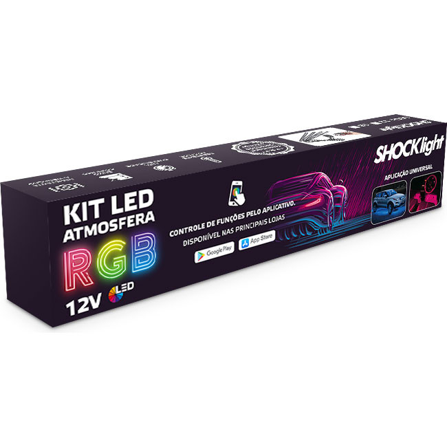 Kit Led Atmosfera Nano Rgb Painel Neon 4x12 12v Shocklight
