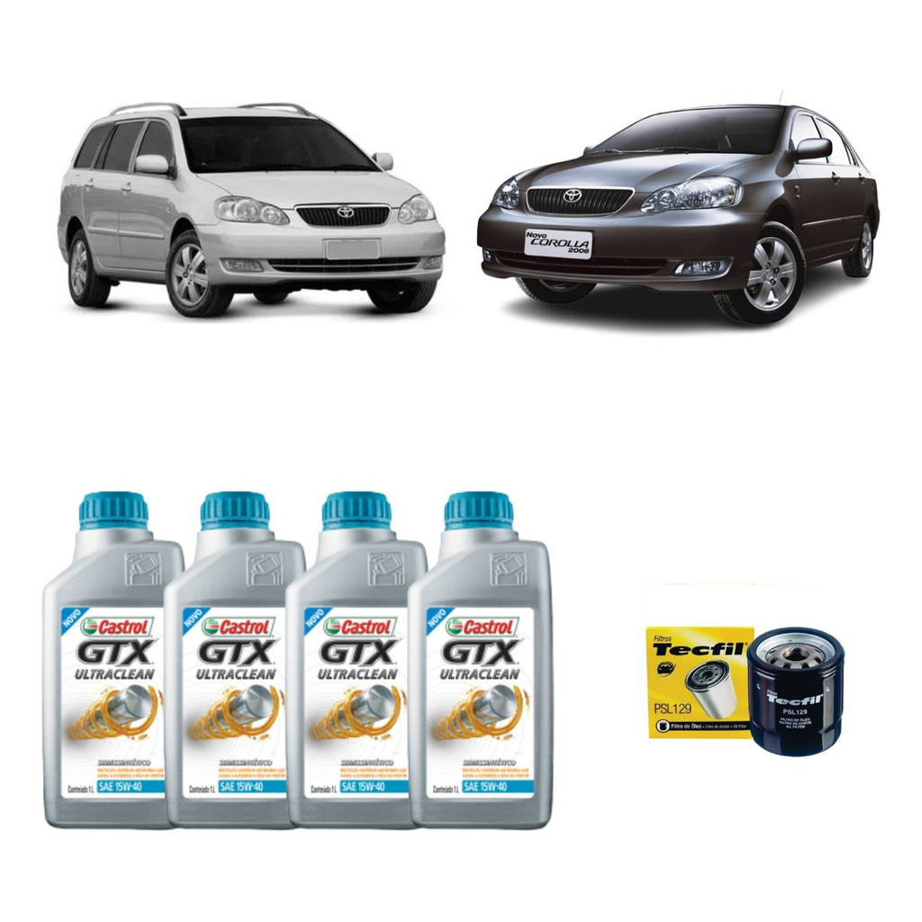 Kit Troca De Oleo E Filtro Toyota Corolla 1.6 1.8 Etios Yaris 1.3 1.5 15w40 Semisintetico
