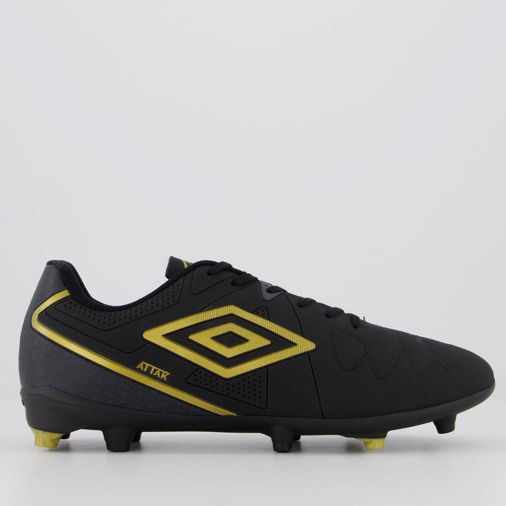Chuteira Umbro Attak Eternal Campo Preto e Dourado - Sports & Outdoors
