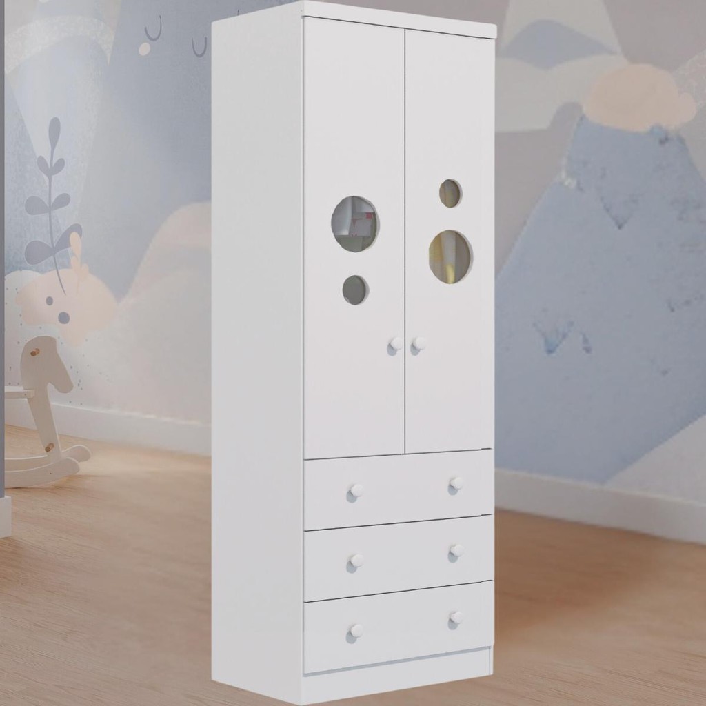 Guarda Roupa Infantil Bolinha 2 Portas 3 Gavetas 100% MDF Faura em Oferta na Shopee
