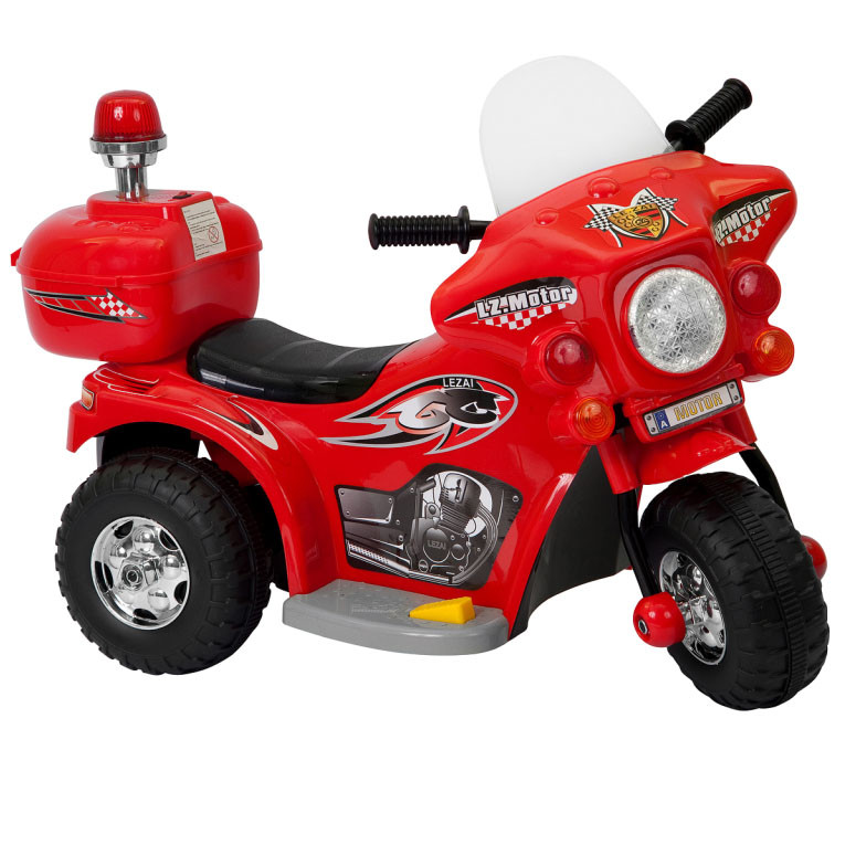 Mini Moto Elétrica Infantil Triciclo Criança Bateria 6V Importway BW002-V Vermelho Polícia Bivolt