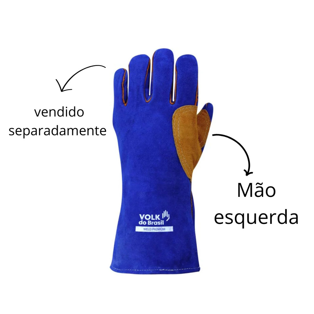 Luva Weld Premium Esquerda Térmica P/Solda Raspa E Costura Aramida  Ca 17158 Volk