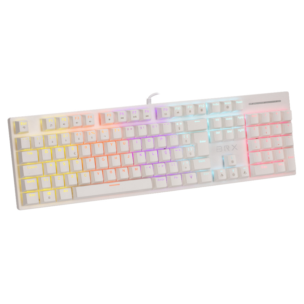 Teclado Mecânico BRX Gamer MW617 RGB Switch Red ABNT2 Branco USB