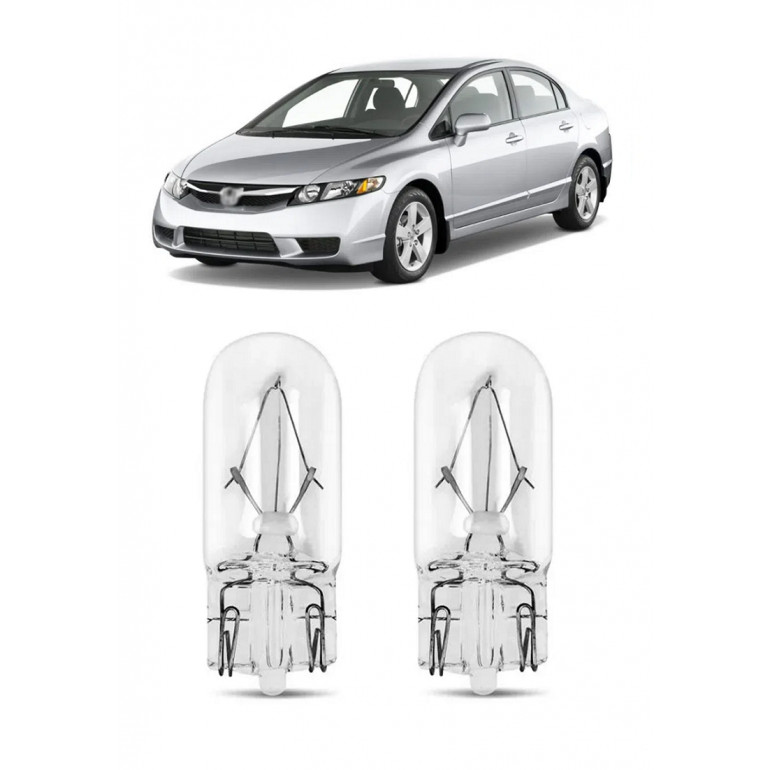 Par Lampada Pingo T10 New Civic Farol Teto Placa 5w