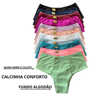 KIT Calcinha Calçola Cintura Alta Microfibra Lisa Redutora Luxo Lateral Larga Conforto Lin...