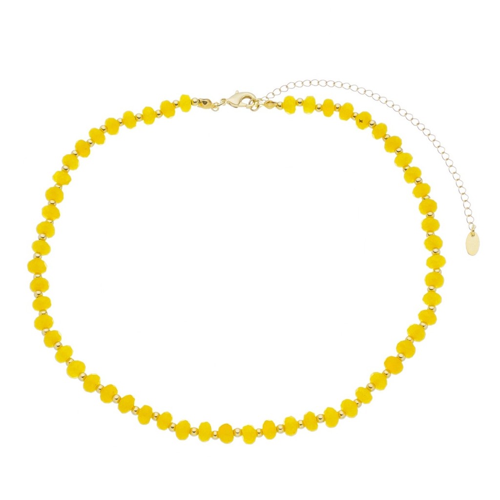 CHOKER GEORGINA PEDRAS NATURAIS JADE RONDEL AMARELA em Oferta na Shopee