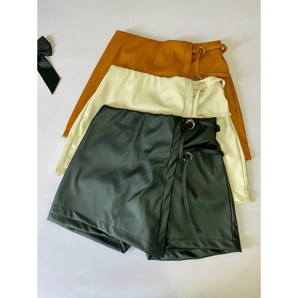 Shorts Saia de Couro Infantil e Juvenil Menina Kids Mini Diva Couro Eco Blogueirinha Lançamento Inverno 2025