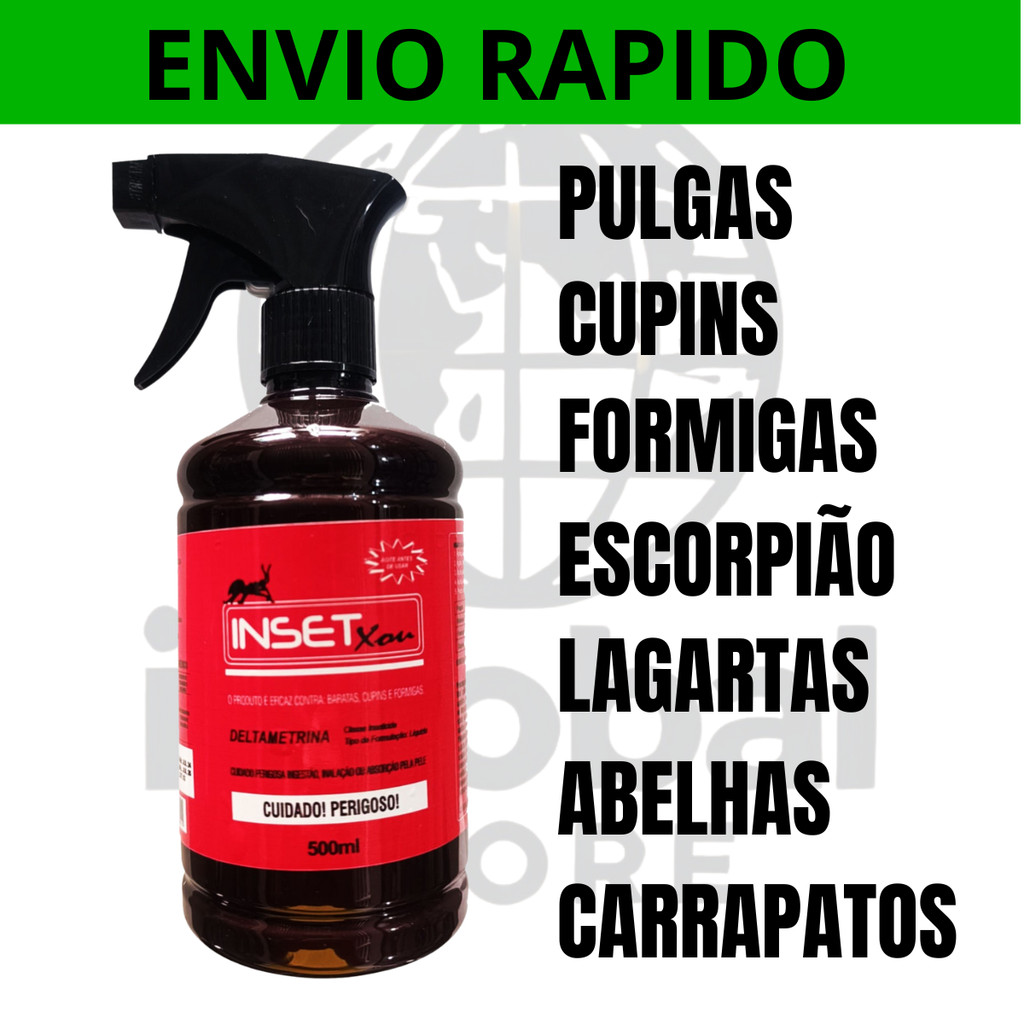INSET xou 500ml escorpiao formigas cupim pulgas e carrapatos pronto para uso ja com borrifador inseticida domestico