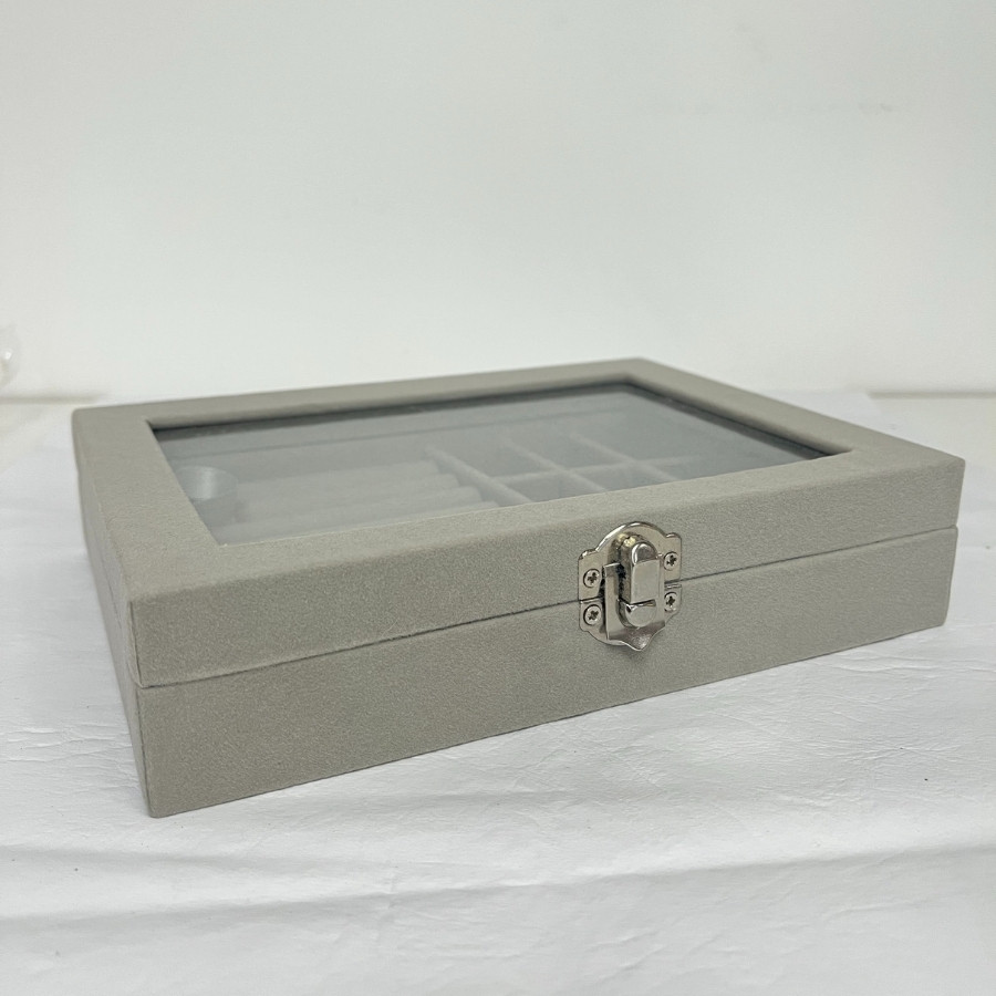 Porta Jóias Com Visor - Cinza - 20x4x15cm - 1 unidade - Rizzo em Oferta na Shopee