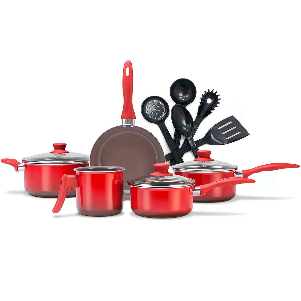 Jogo de Panelas Brinox Life Smart Easy 10 Peças Cerâmica - Vermelho