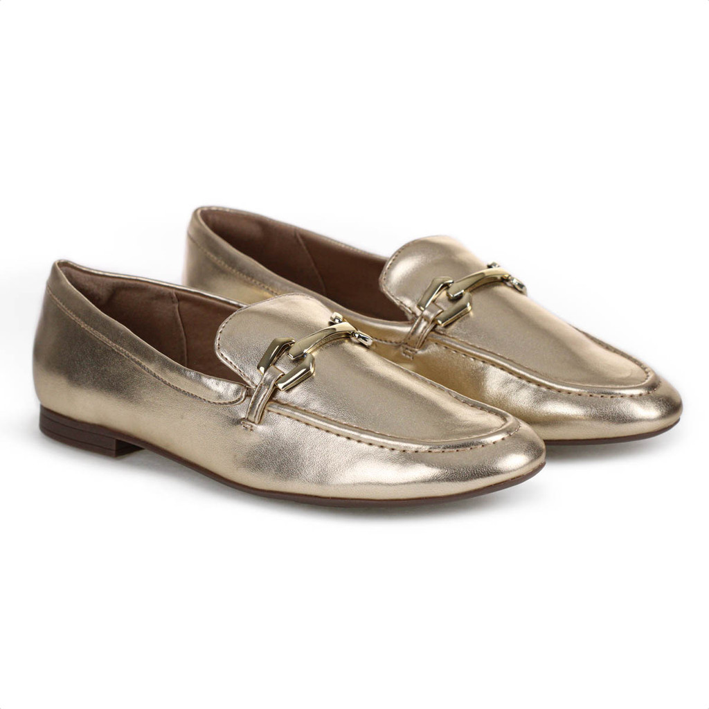 Mocassim Anacapri Bridão Quadriculado Dourado - Feminino