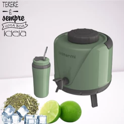 Kit Tereré Garrafa 5l Com Torneira + Copo Cuia 650ml - Verde Unitermi