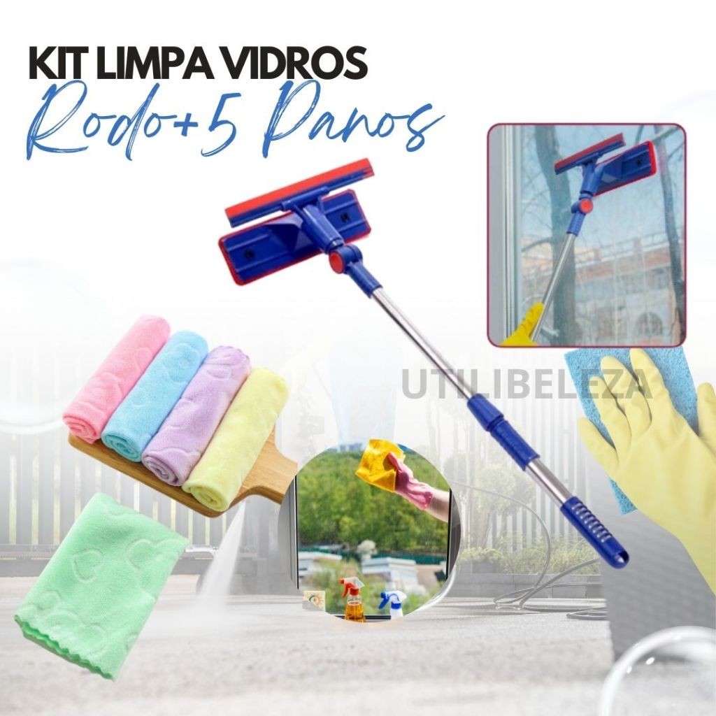 Rodo Limpa Vidro E Janelas Mágico  Extensível Esponja 2 Em 1 Multiuso